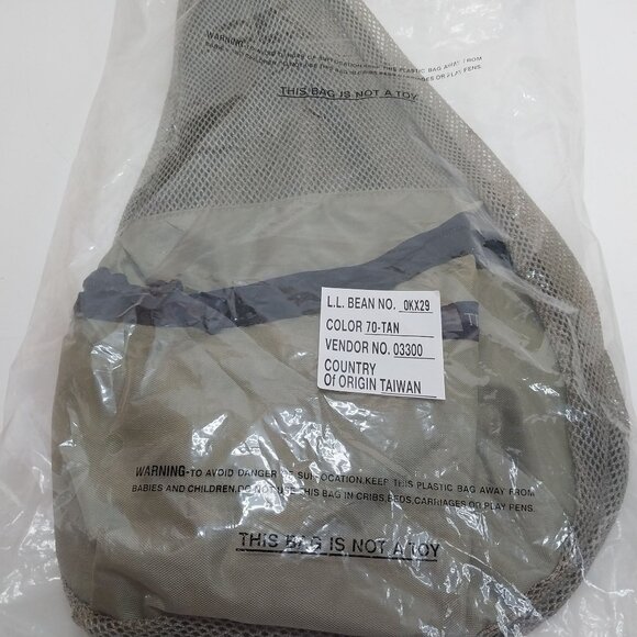 L.L. Bean Traveler Mesh Sling Bag Adjustable Strap Khaki Tan Day Pack NEW GIFT - Picture 8 of 8